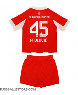 Günstige Bayern Munich Aleksandar Pavlovic #45 Heimtrikotsatz Kinder 2025-26 Kurzarm (+ Kurze Hosen)